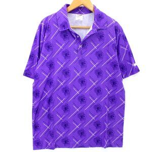WAHOO Polo Shirt Mens Purple Floral Pattern Short Sleeve Golf Outdoor Size Small